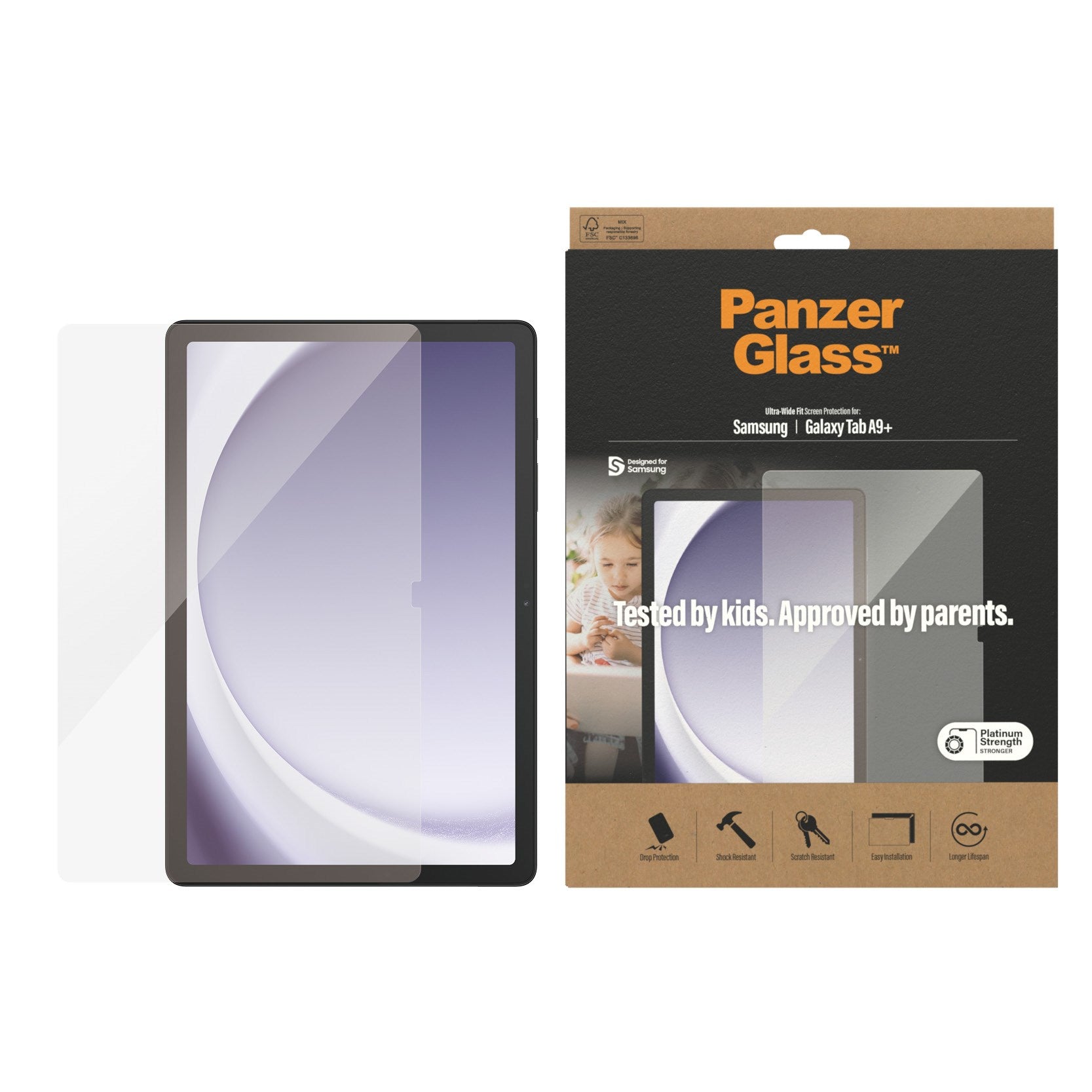 PanzerGlass®️ Skærmbeskyttelse Samsung Galaxy Tab A9 Plus | Ultra-Wide Fit
